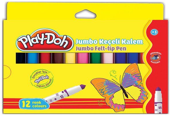 Play-Doh 12 Renk Jumbo Keçeli Boyama Kalemi