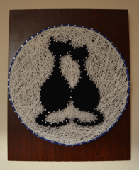 String Art Sevgili Kediler Duvar Panosu